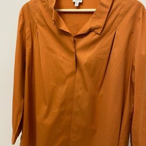 Armani Sienna Cotton tunic with placard front, three quarter sleeves